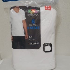 Men's Pack of 6 Tag Free V-neck White T-Shirts/ M